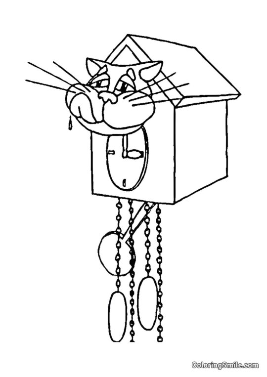 Kot w Antycznym Zegarku - Kolorowanka