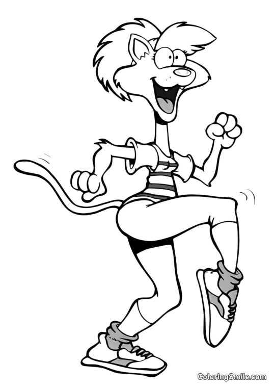 Kreskówkowy Kot w Sneakersach - Kolorowanka