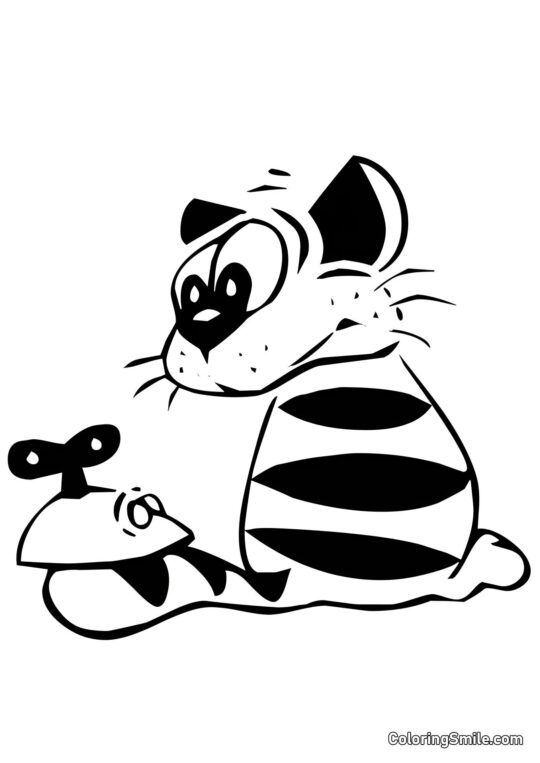 Paskowany Kot i Mysz - Kolorowanka