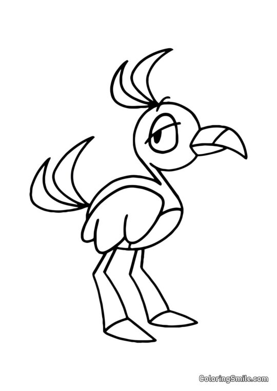 Różowy ptak Opila - Kolorowanka