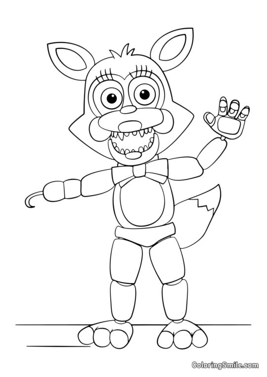 Słodki Foxy z FNAF - Kolorowanka