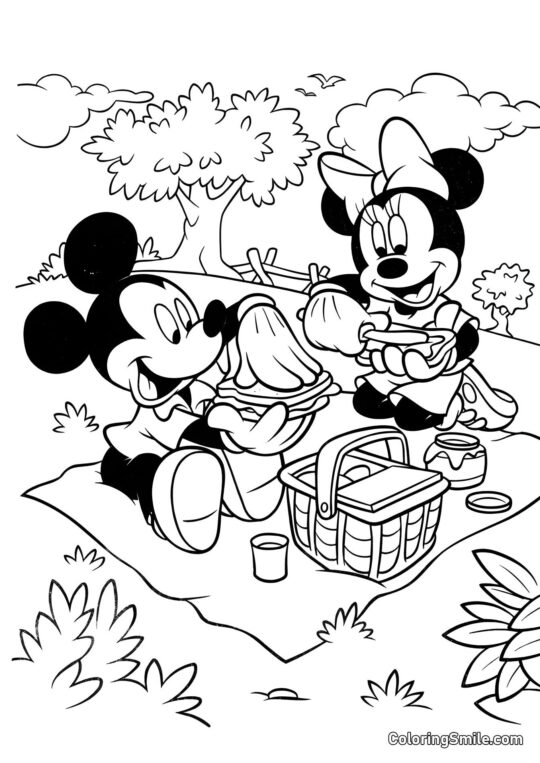 Mickey i Minni na pikniku - Kolorowanka