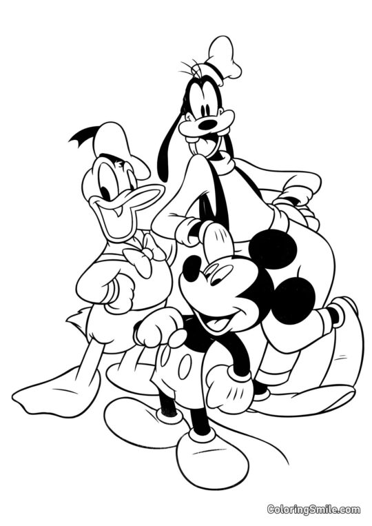Mickey Mouse, Donald Duck i Goofy - Kolorowanka