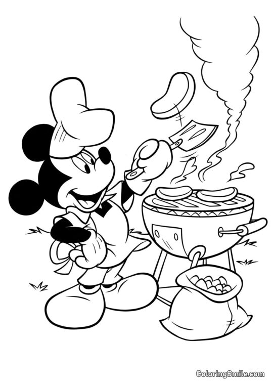Mickey Mouse i grillowanie - Kolorowanka