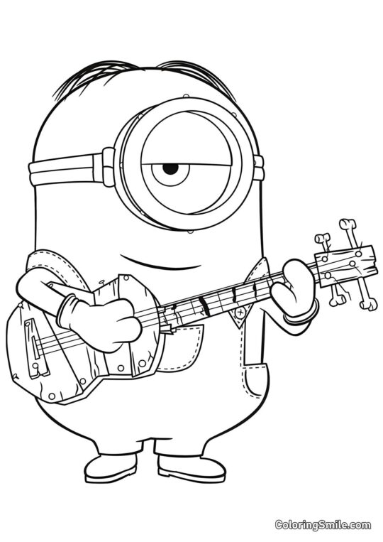 Minion Stuart z Gitarą - Kolorowanka