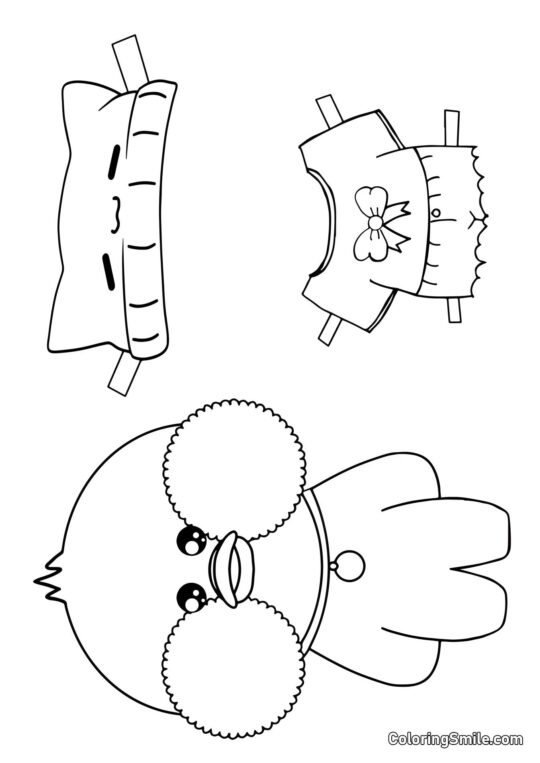Lalafanfan w ubraniach (top, spódnica i kapelusz) - Kolorowanka