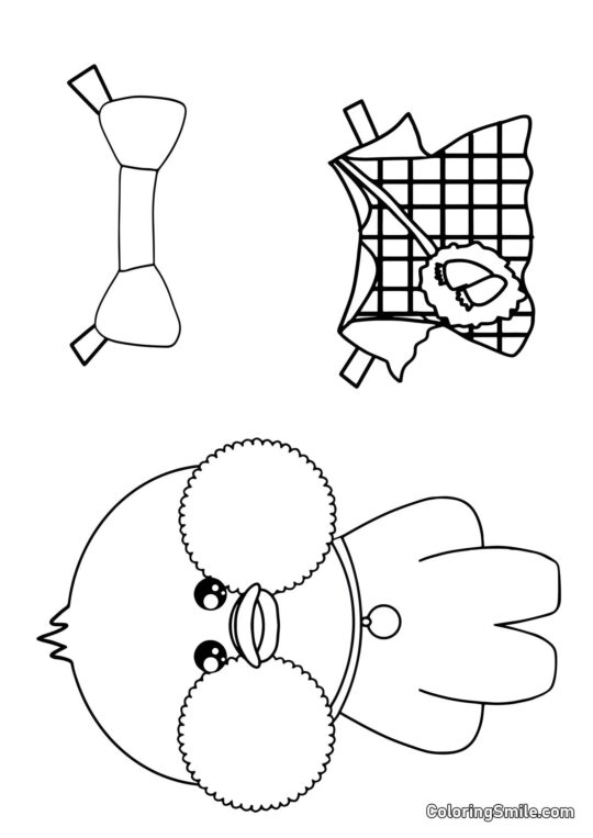 Lalafanfan w ubraniach (sukienka i kokarda) - Kolorowanka