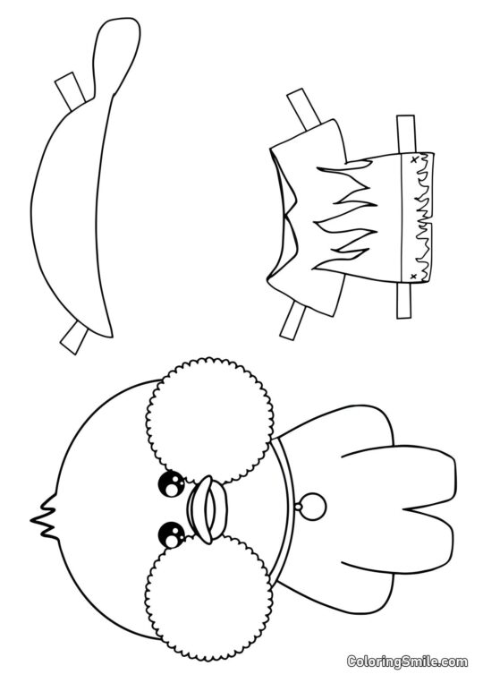 Lalafanfan w ubraniach (top, szorty i chusta) - Kolorowanka