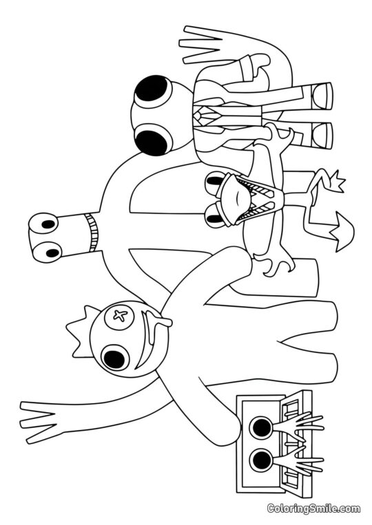 Wszyscy Rainbow Friends razem Wszyscy Rainbow Friends razem - Kolorowanka