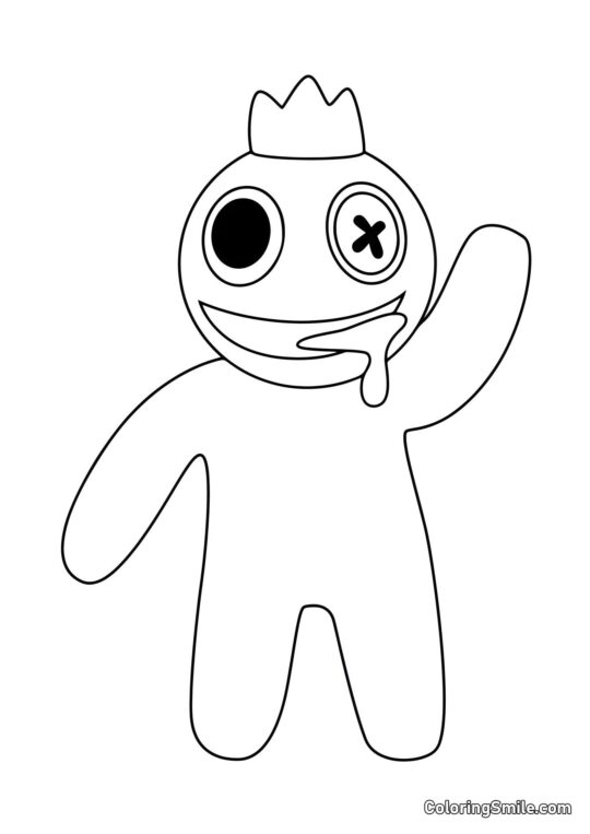 Niebieski z Rainbow Friends salutuje Niebieski z Rainbow Friends salutuje - Kolorowanka