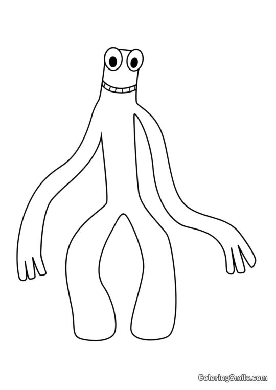 Uśmiechnięty Zielony z Rainbow Friends Uśmiechnięty Zielony z Rainbow Friends - Kolorowanka