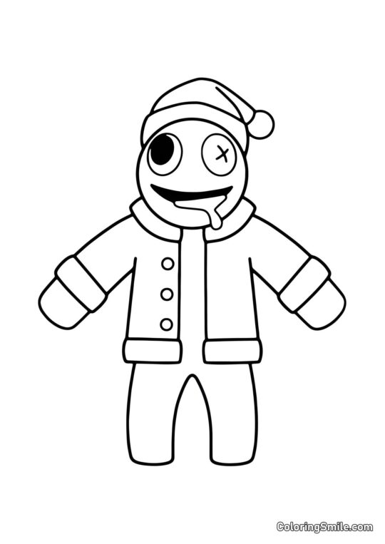 Niebieski w czapce św. Mikołaja Niebieski w czapce św. Mikołaja - Kolorowanka