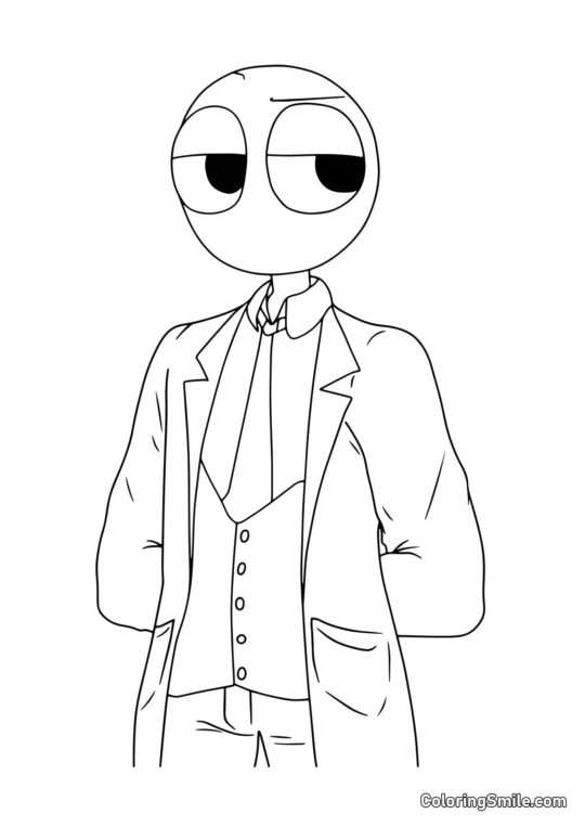 Czerwony z Rainbow Friends w fartuchu lekarskim Czerwony z Rainbow Friends w fartuchu lekarskim - Kolorowanka