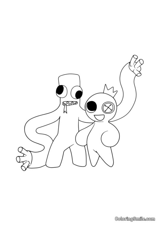 Zielony i Niebieski z Rainbow Friends Zielony i Niebieski z Rainbow Friends - Kolorowanka