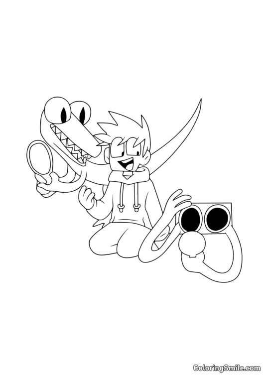 Pomarańczowy i Fioletowy z graczem Pomarańczowy i Fioletowy z graczem - Kolorowanka