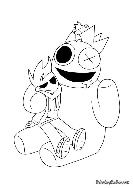 Niebieski relaksuje z graczem Niebieski relaksuje z graczem - Kolorowanka