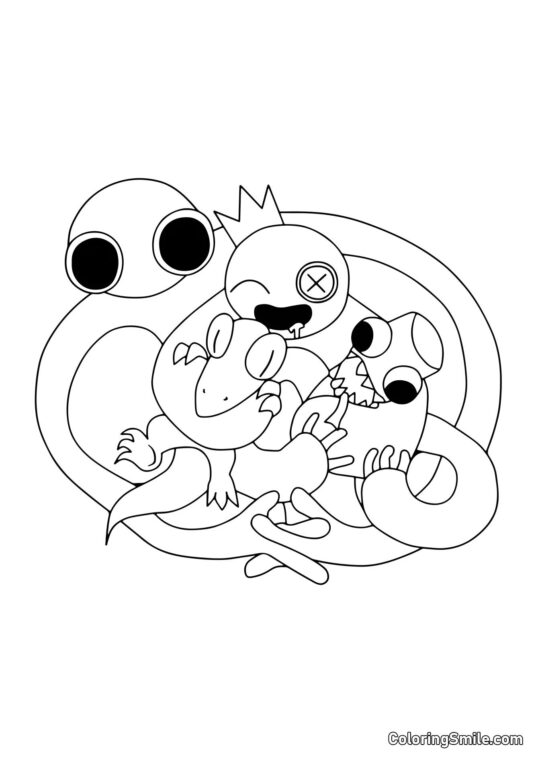 Rainbow Friends obejmują się Rainbow Friends obejmują się - Kolorowanka