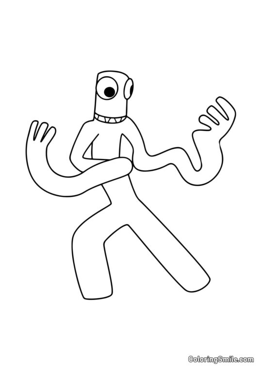 Zielony z długimi ramionami Zielony z długimi ramionami - Kolorowanka