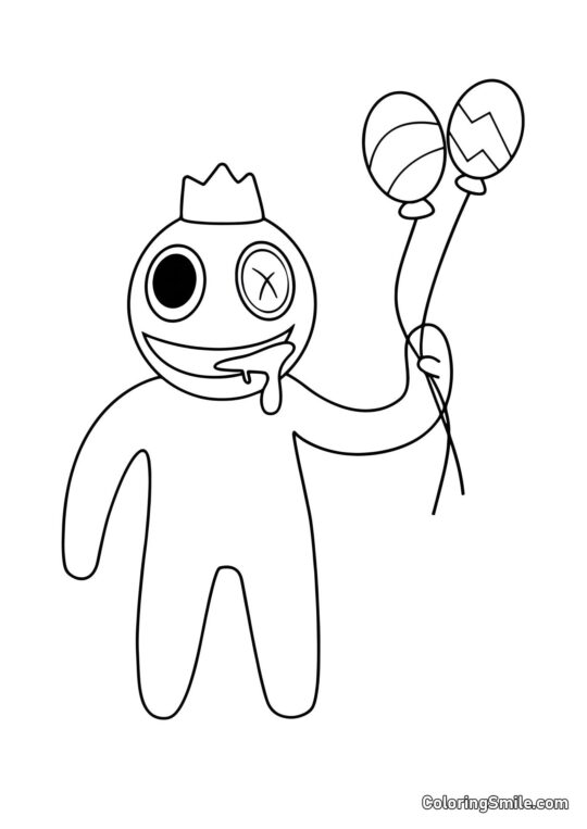 Niebieski z balonami Niebieski z balonami - Kolorowanka