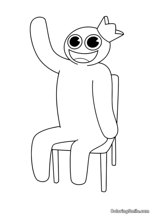 Niebieski siedzący na krześle Niebieski siedzący na krześle - Kolorowanka