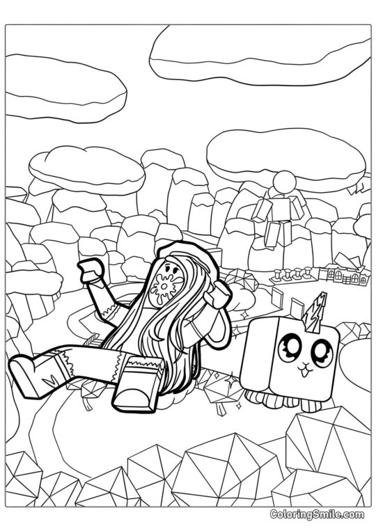 Roblox Dziewczyna Skórka z Jednorożcem Roblox Dziewczyna Skórka z Jednorożcem - Kolorowanka