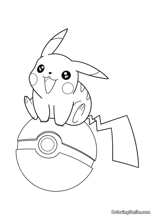 Kawaii Pikachu na Pokeballu - Kolorowanka