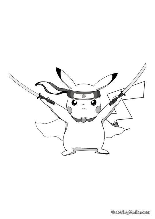 Samuraj Pikachu - Kolorowanka