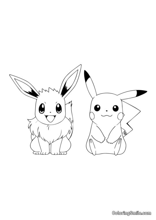 Pikachu i Eevee - Kolorowanka