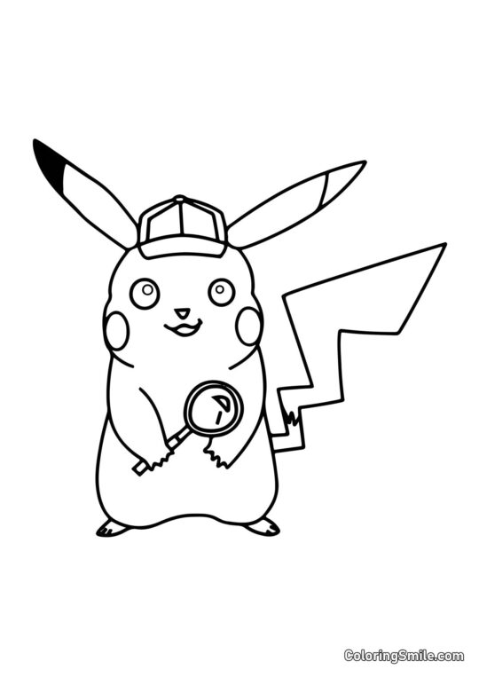 Pikachu w Kostiumie Detektywa - Kolorowanka