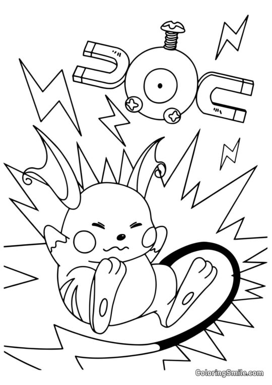 Raichu i Magnemite - Kolorowanka