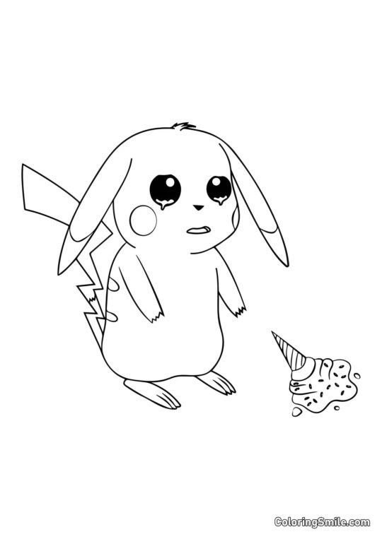 Pikachu Upuścił Lody - Kolorowanka