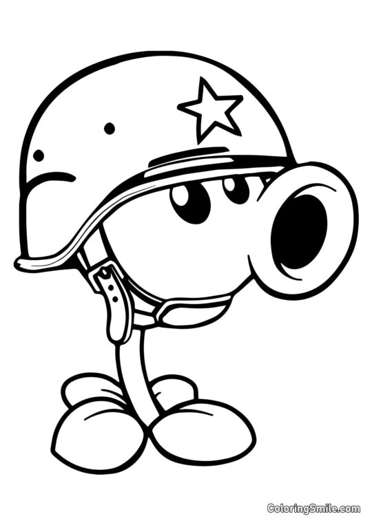 Kask Strzelca z Roślin kontra Zombiaki - Kolorowanka