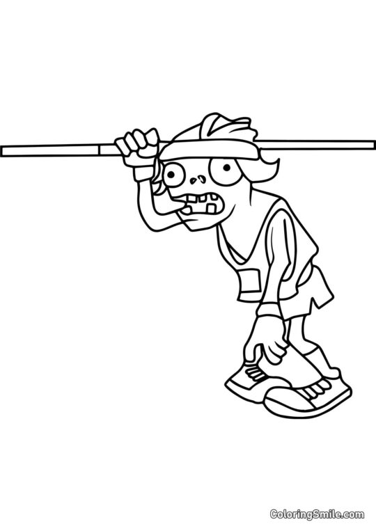 Zombie Skaczący przez Tyczkę - Kolorowanka