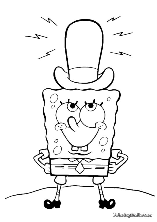 SpongeBob w kapeluszu - Kolorowanka