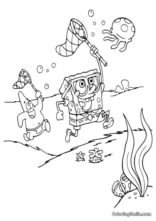 Octopus Squidward spadł z roweru - Kolorowanka