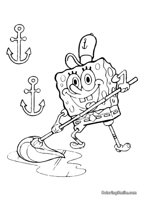 Krabs zadowolony z SpongeBoba - Kolorowanka