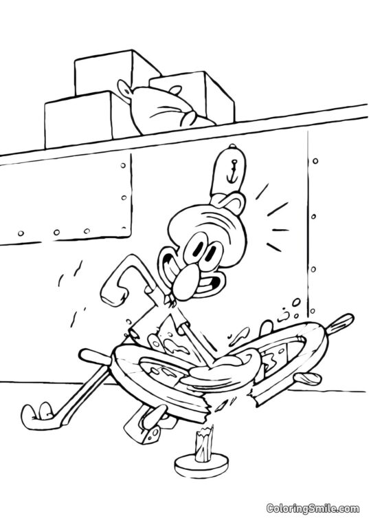 Octopus Squidward poucza SpongeBoba - Kolorowanka