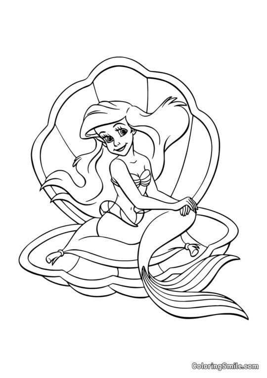 Syrena w muszli - Kolorowanka