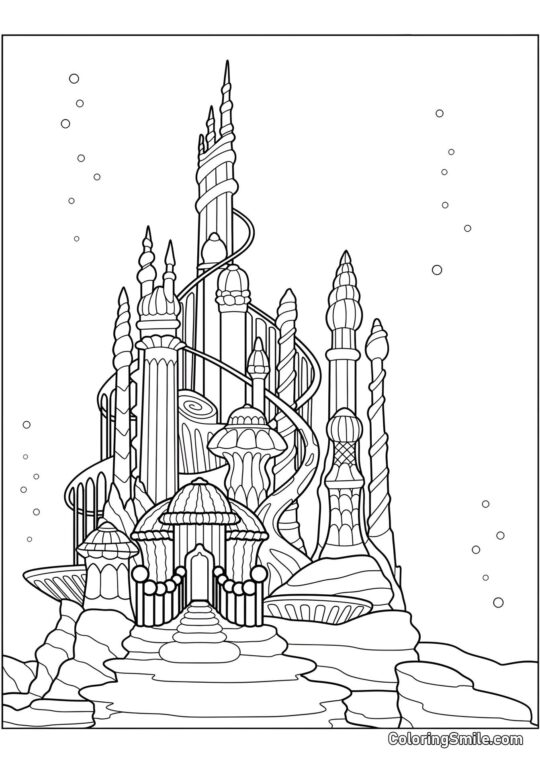 Podwodny zamek syreny - Kolorowanka