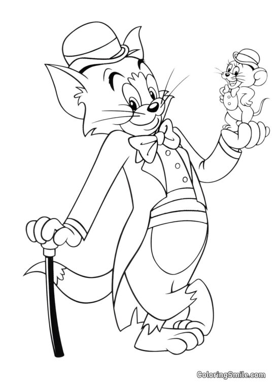 Gentleman Tom z Jerrym w Rękach Gentleman Tom z Jerrym w Rękach - Kolorowanka