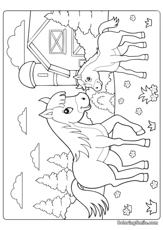 Koń mama i jej dziecko - Kolorowanka