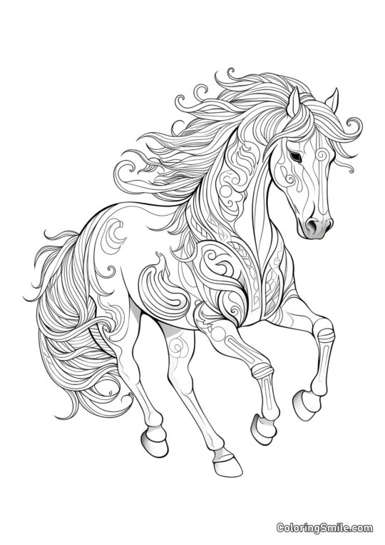 Konie w terapii artystycznej z pięknymi wzorami - Kolorowanka