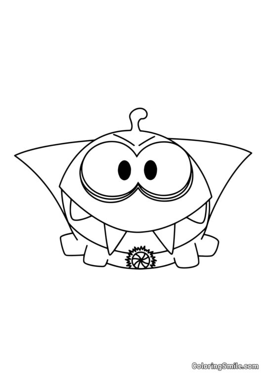 Om Nom Dracula na Halloween - Kolorowanka