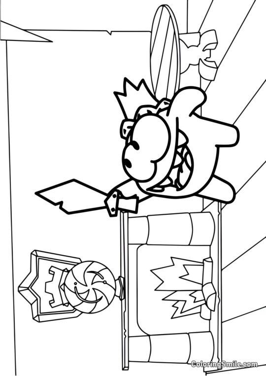 Król Om Nom z Mieczem - Kolorowanka