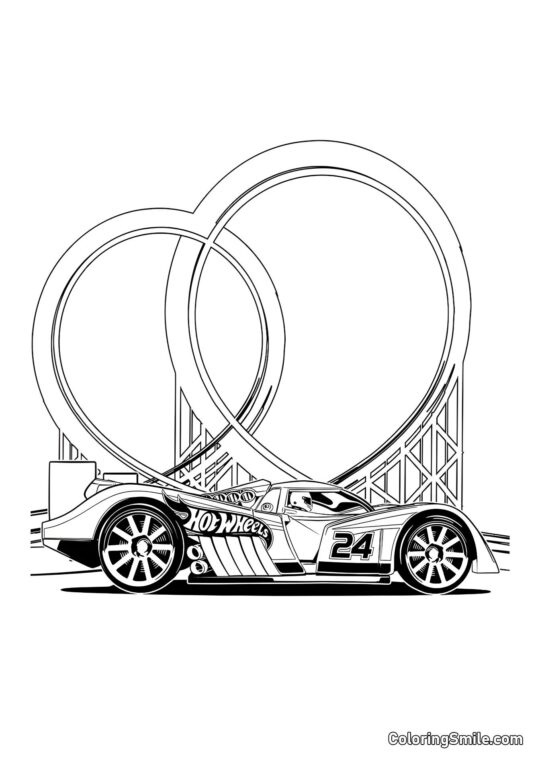 Hot Wheels z tłem toru - Kolorowanka