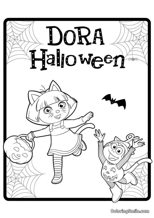 Dora i Butek świętują Halloween Dora i Butek świętują Halloween - Kolorowanka