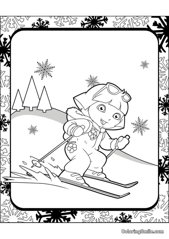 Dora na nartach Dora na nartach - Kolorowanka