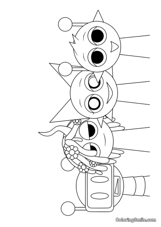 Sprunki Wesoły Bot, Vineria, Venda i Simon - Kolorowanka