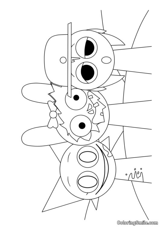 Horror Sprunki Venda, Pinky i Tanner - Kolorowanka