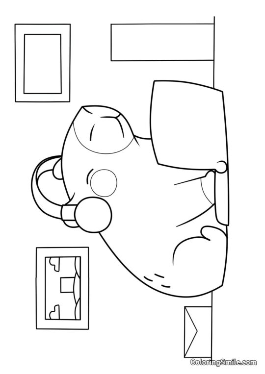 Kapibara z laptopem - Kolorowanka